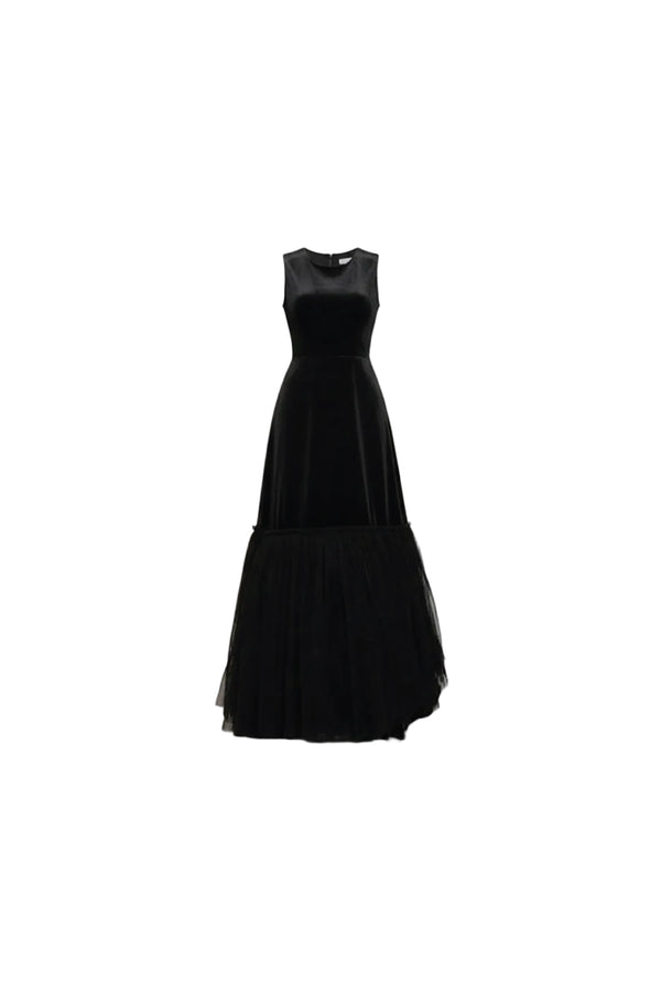 Black Velvet Ruffle Dress