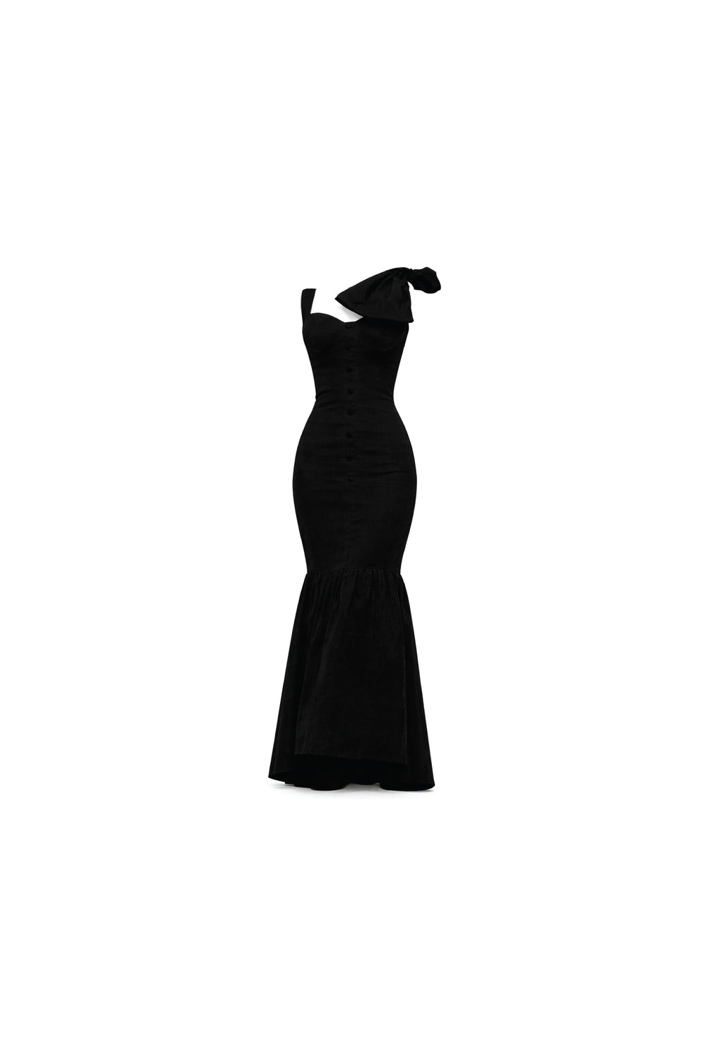 Black Sweetheart Velvet Midi Dress