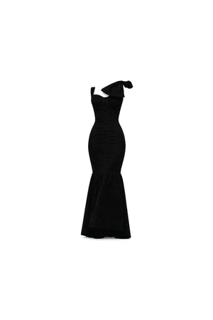 Black Sweetheart Velvet Midi Dress