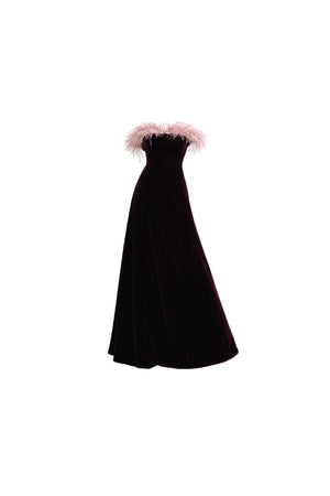 Feathered Velvet Dress