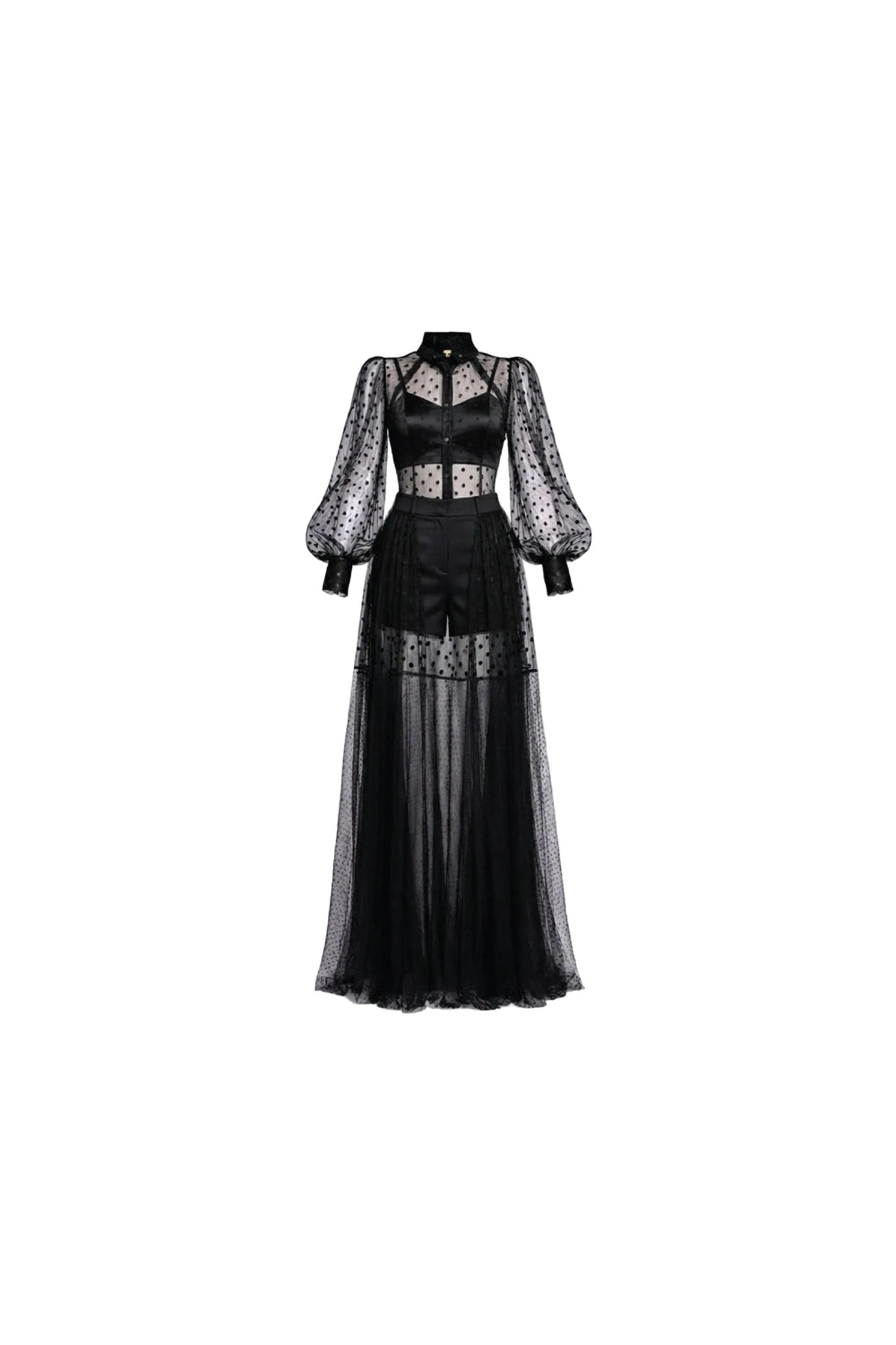 Black Tulle-Lip Shirt and Skirt