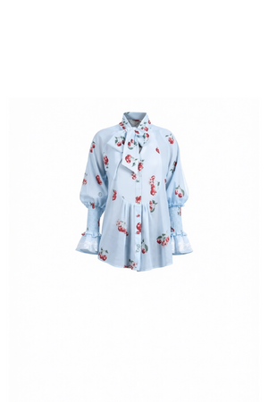 Cherry blue Bow Blouse
