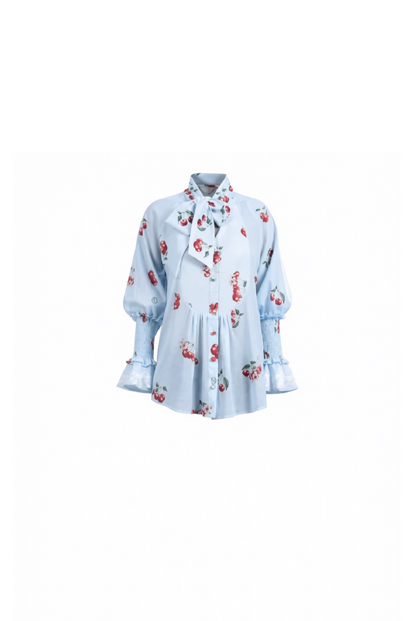 Cherry blue Bow Blouse