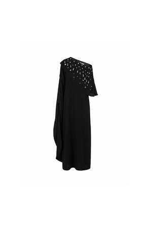 Asymmetric Crystal-Draped Gown
