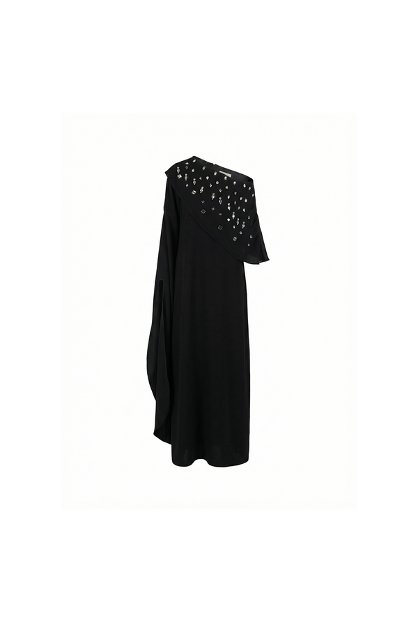 Asymmetric Crystal-Draped Gown