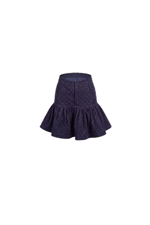Polka Dot Denim Mini Skirt