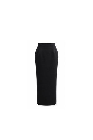 Noir Elegance Jacquard Pencil Skirt