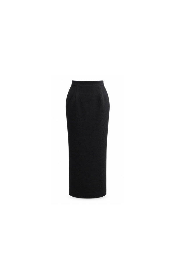 Noir Elegance Jacquard Pencil Skirt