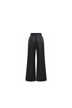 Noor Azhari black textured jacquard wide-leg trousers