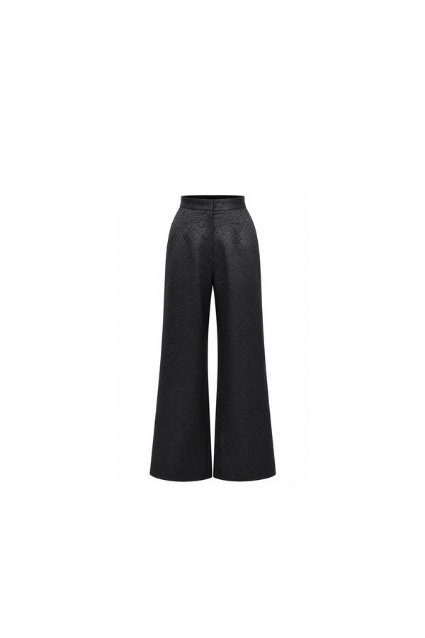 Noor Azhari black textured jacquard wide-leg trousers