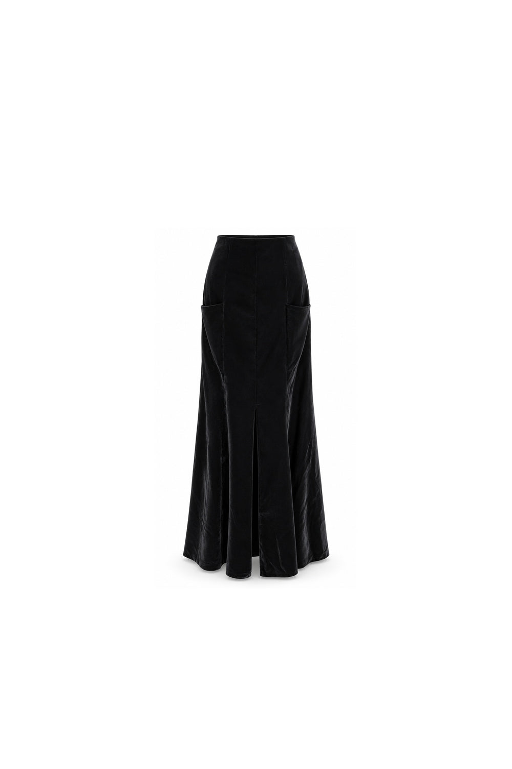 Noor Azhari black velvet maxi skirt with pockets