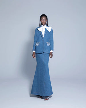 Crystal Crest Denim Blazer