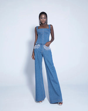 Flattering Mid-Rise Bling Bling Jeans