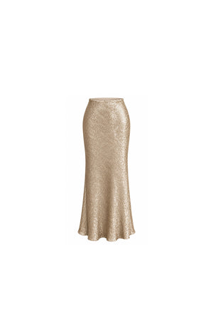 Noor Azhari champagne gold sequin maxi skirt