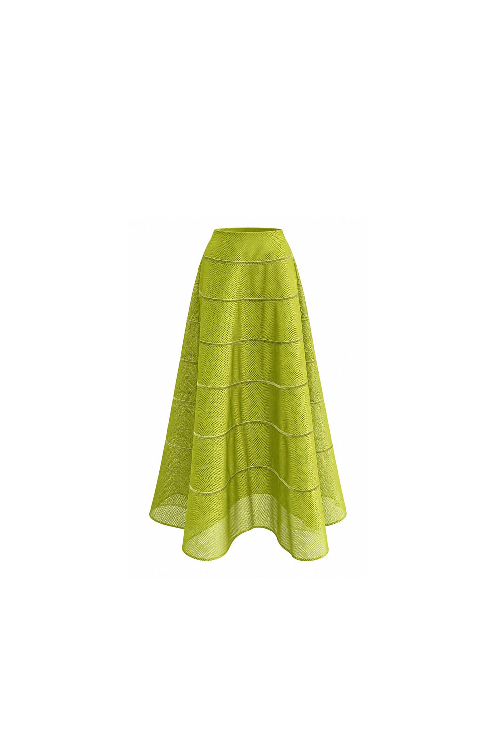 Noor Azhari chartreuse sculpted mesh maxi skirt