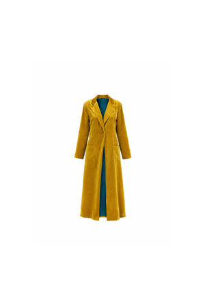 Mustard Velvet Longline Coat
