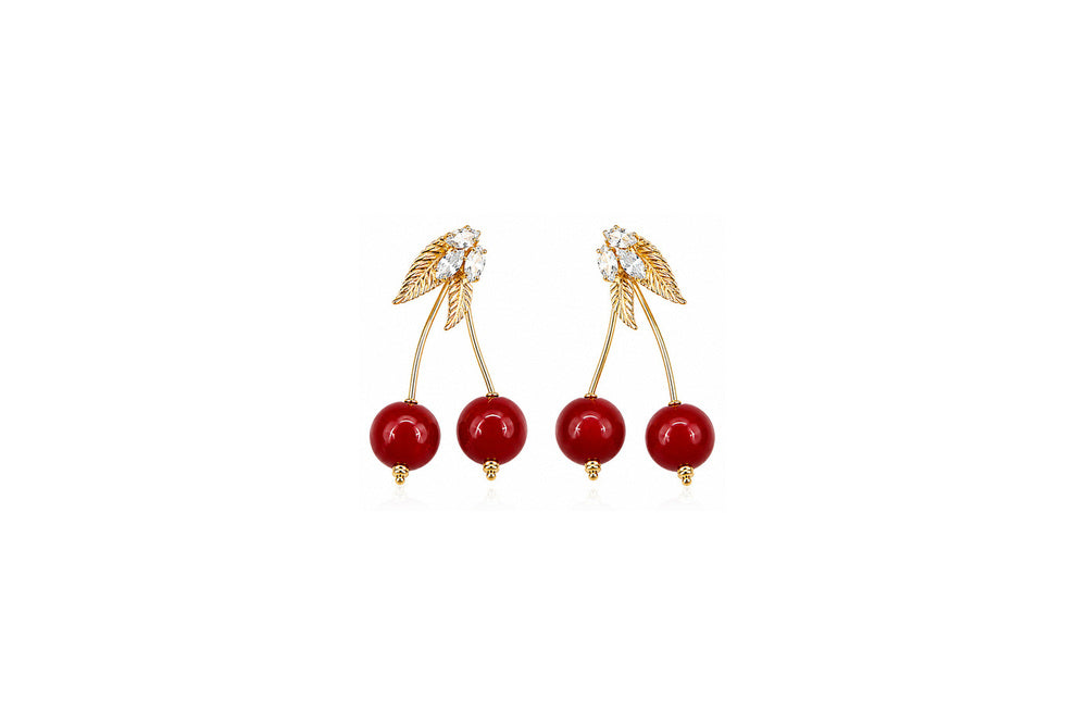 Double Cherry Crystal Earrings
