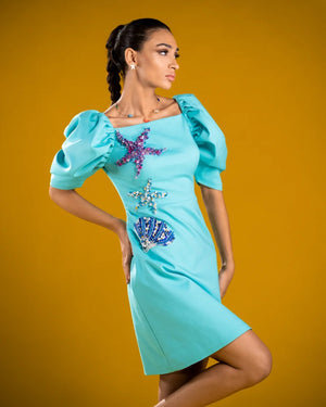 Aqua Mini Dress