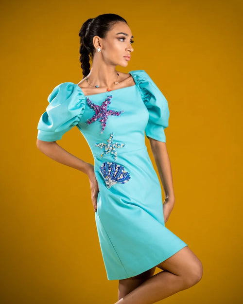 Aqua Mini Dress