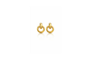 Gold Double Ring Drop Earrings