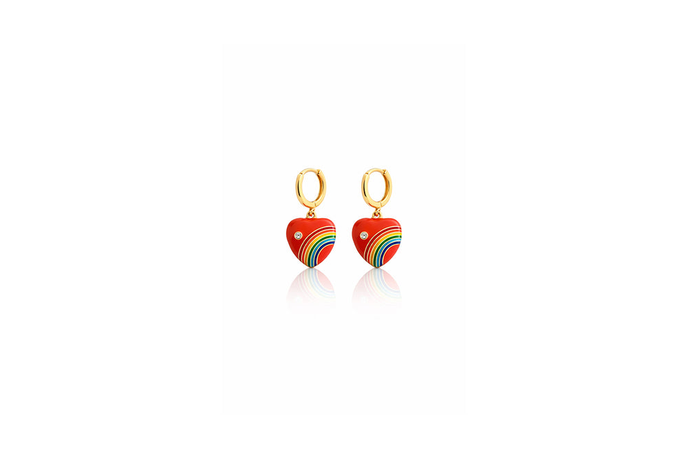 Heart Rainbow Drop Earrings