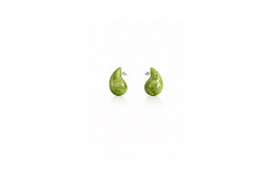 Green Marble Teardrop Stud Earrings