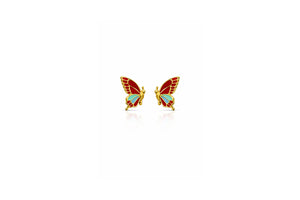 Red Enamel Butterfly Stud Earrings