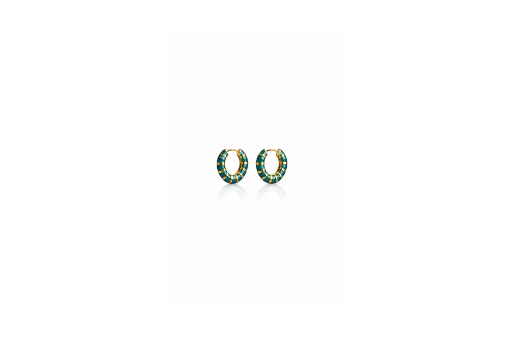 emerald Enamel Stripe Hoop Earrings