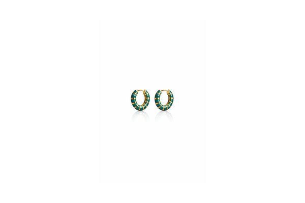 emerald Enamel Stripe Hoop Earrings