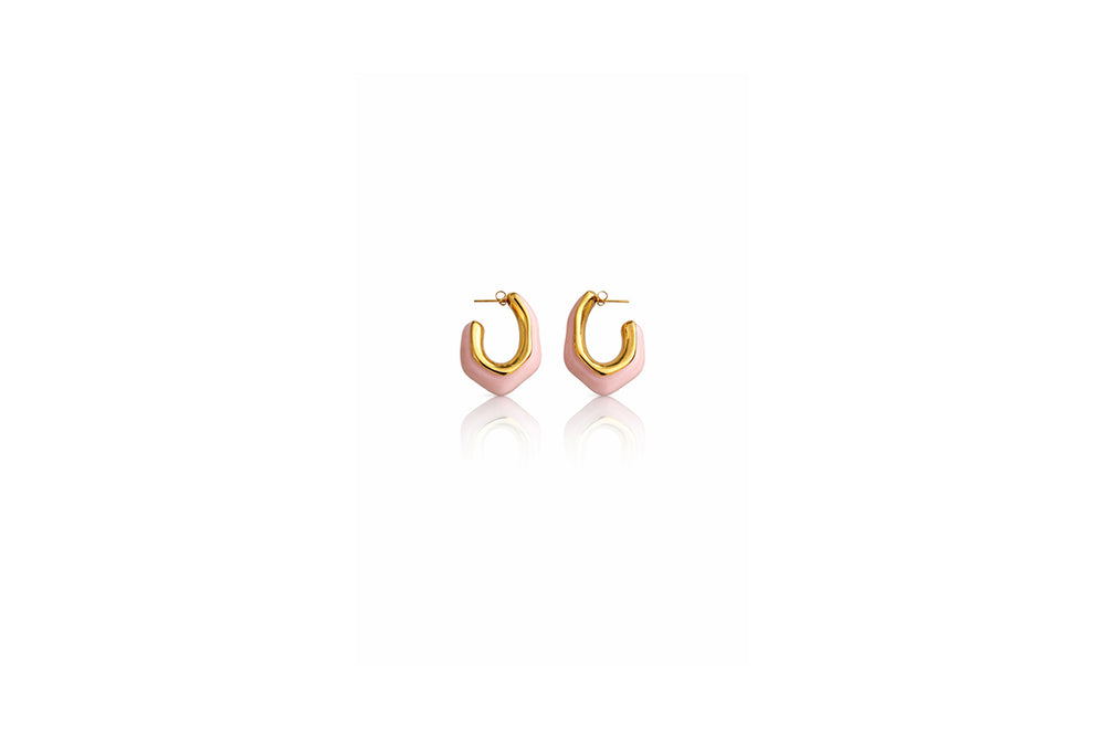 Blush Enamel Sculpted Hoop Earrings