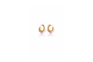 Blush Enamel Sculpted Hoop Earrings