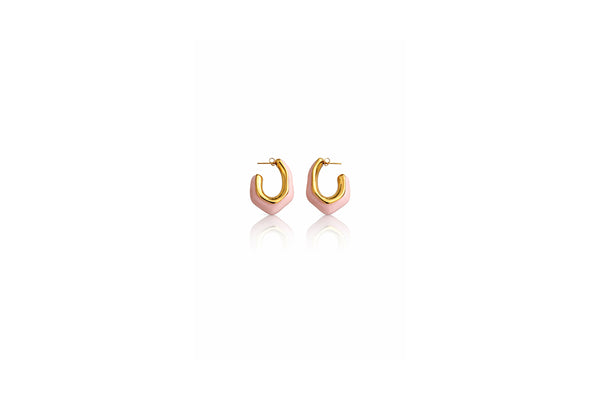 Blush Enamel Sculpted Hoop Earrings