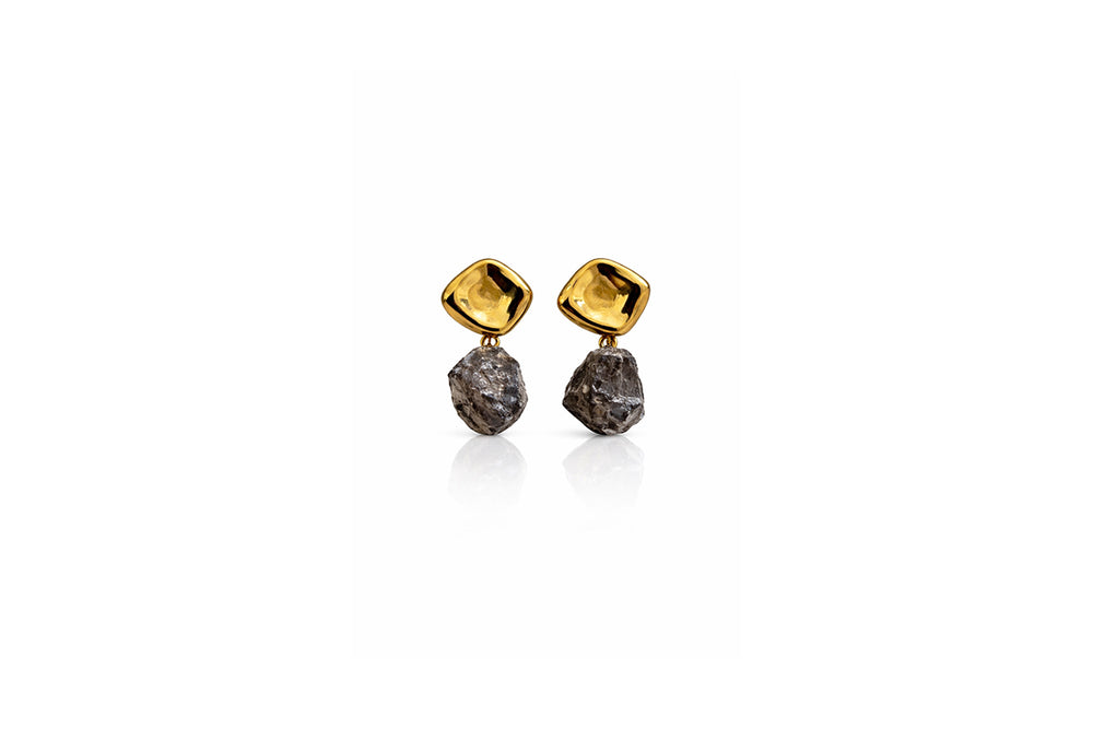 Gold Sculpted Stone Drop Earrings