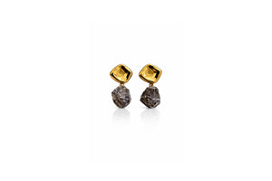 Gold Sculpted Stone Drop Earrings