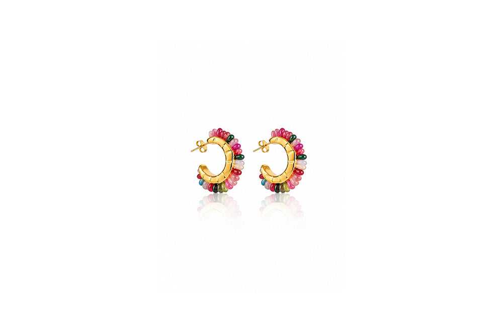 Multicolor Beaded Hoop Earrings