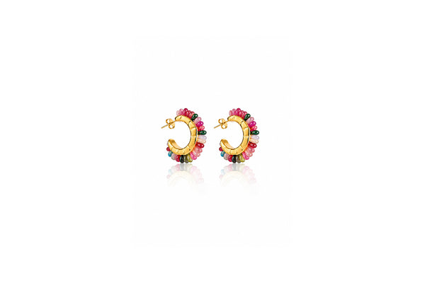 Multicolor Beaded Hoop Earrings
