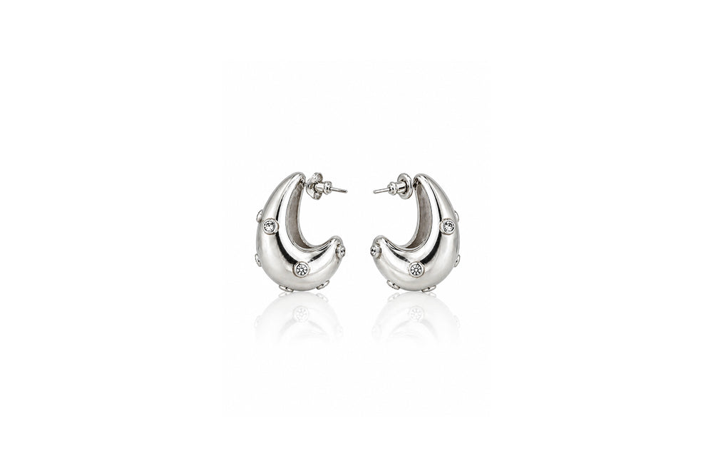 Organic Crystal Accent Huggie Earrings