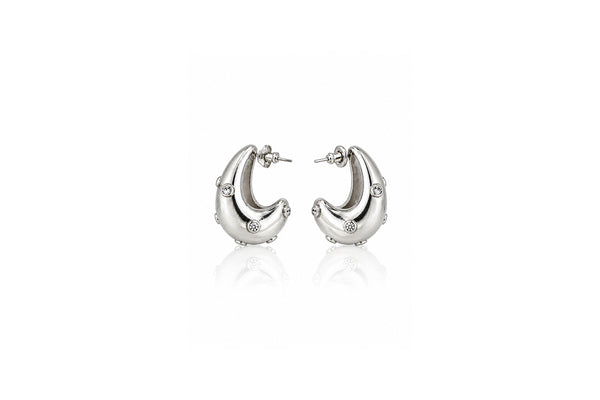 Organic Crystal Accent Huggie Earrings