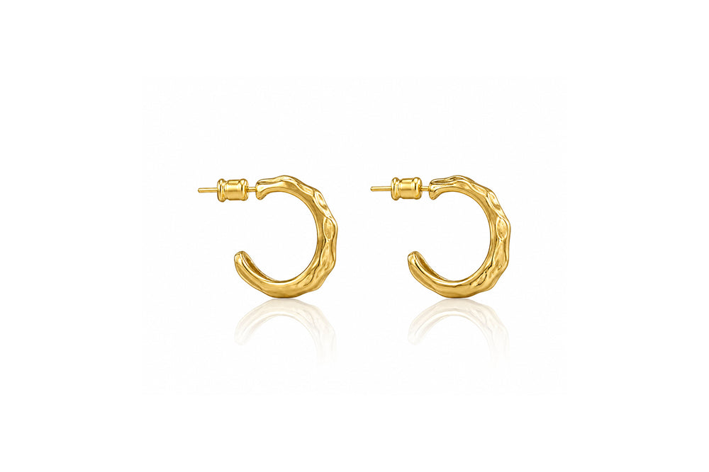 Textured Organic Gold Hoop Earrings