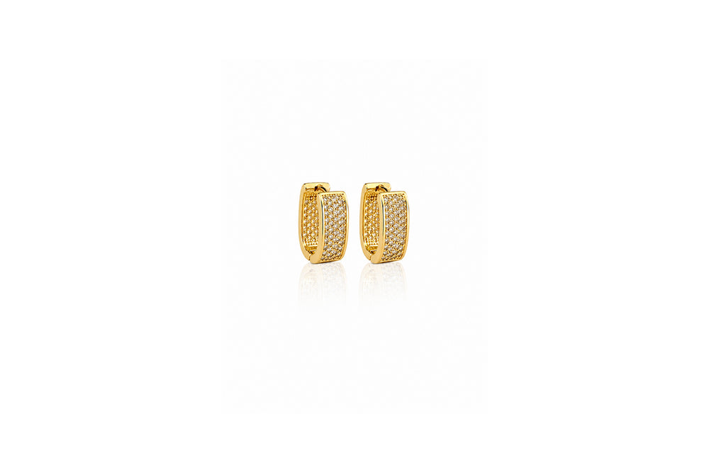 Pavé Gold Huggie Hoop Earrings
