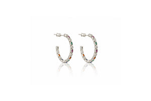 Rainbow Bezel Hoop Earrings