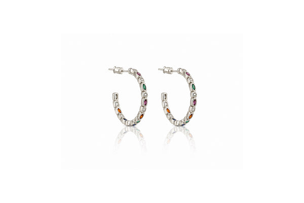 Rainbow Bezel Hoop Earrings
