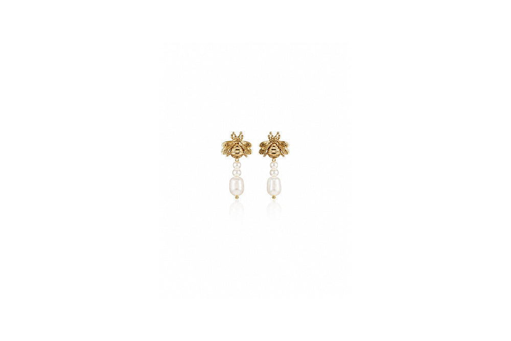 Bee & Pearl Drop Earrings