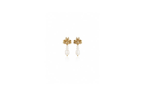 Bee & Pearl Drop Earrings
