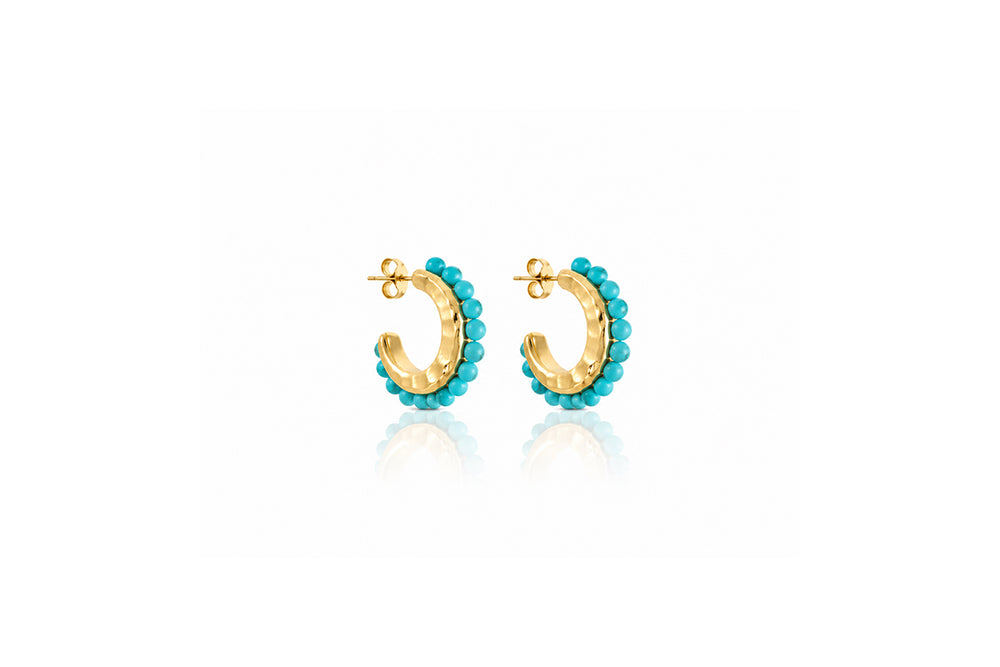 Turquoise Beaded Hoop Earrings