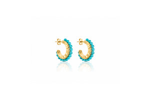 Turquoise Beaded Hoop Earrings