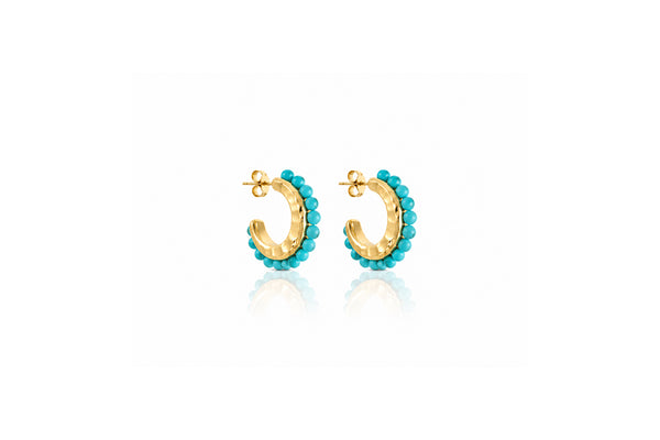 Turquoise Beaded Hoop Earrings