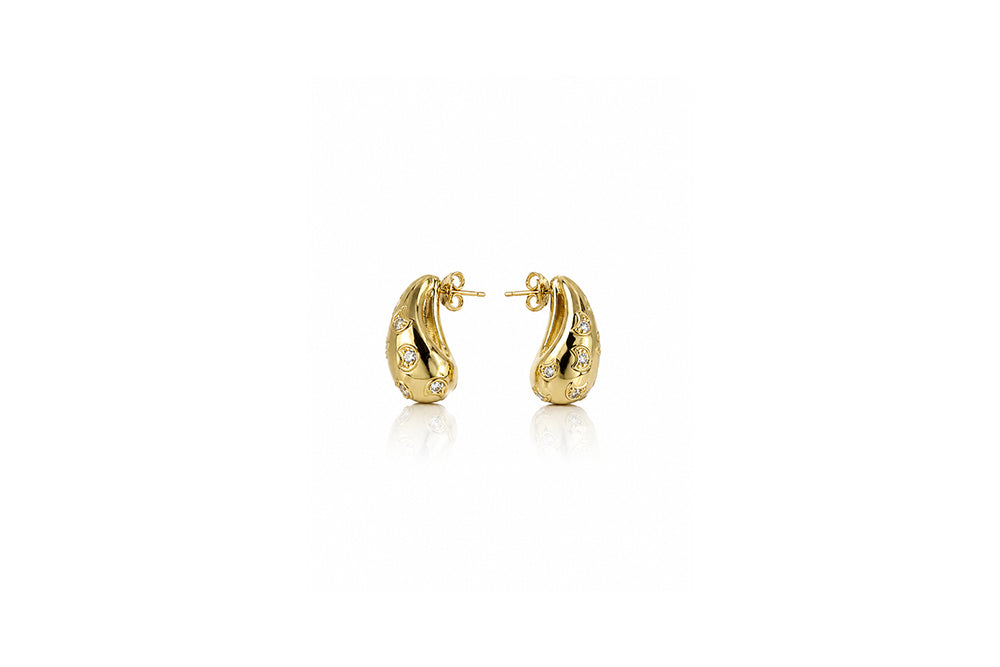 Organic Pavé Gold Huggie Earrings