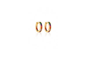 Rainbow spectrum Gold Huggie Earrings