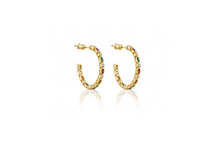 Rainbow Bezel Hoop Earrings